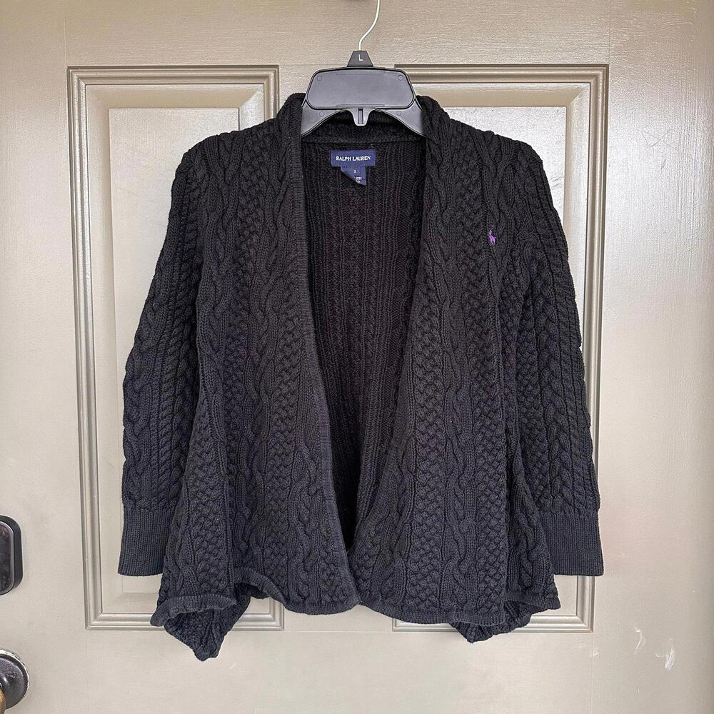 Ralph Lauren‎ Cable Knit Black Cardigan 6X